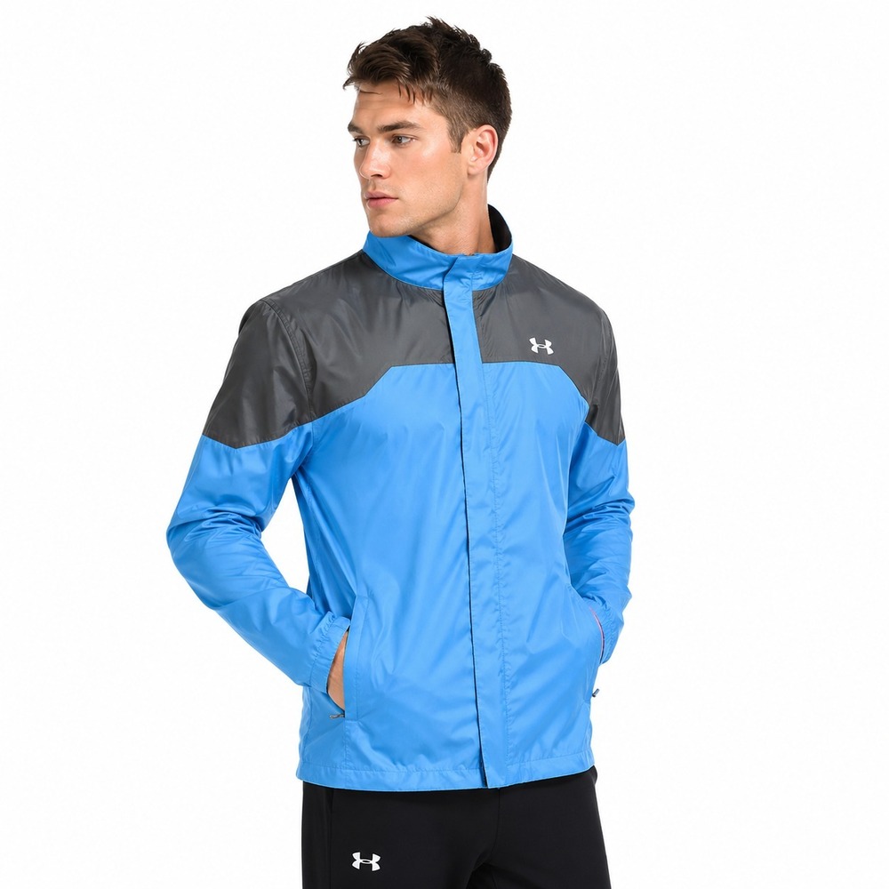 Under Armour ArmourStorm Windbreaker Jacket Men's L Blue Gray Lightweight NWOT